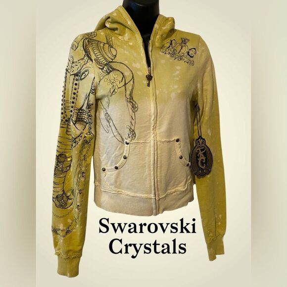 Key Closet | RARE Women’s / Juniors ombre’ Swarovski crystals hoodie NWT XS - Picture 1 of 12